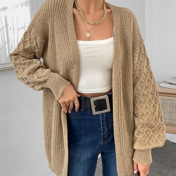 KHAKI CARDIGAN FALL WINTER STREETWEAR TRENDING - Picture 5 of 6